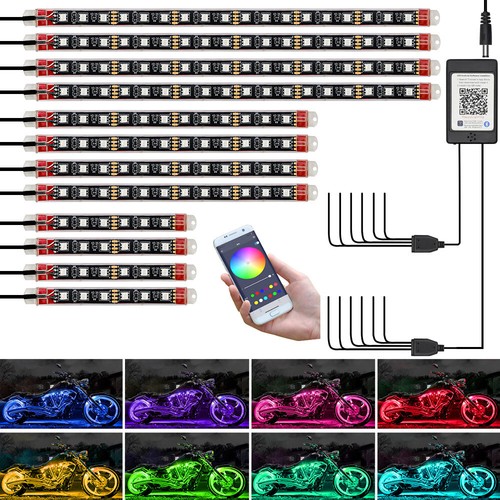 12x motorrad led rgb streifen - 12x,