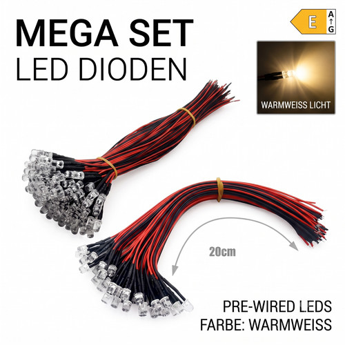 20er set led 3mm - set, warmweiß